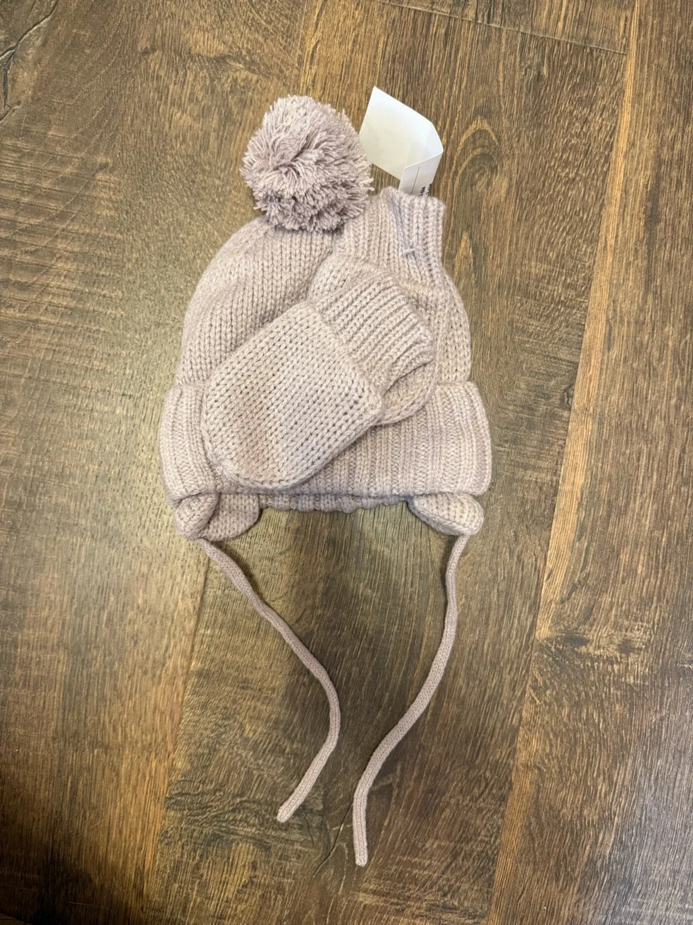 H&M Kids Knit Pom Hat with Matching Mittens - Purple